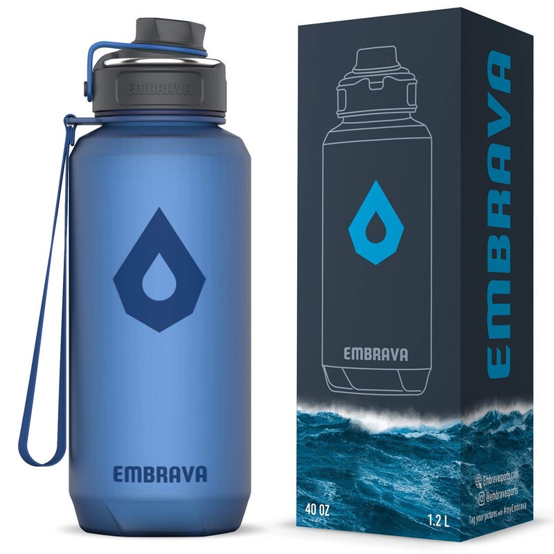 Embrava 40oz Water Bottle - Large with Travel Carry Ring - Wide Leak Proof Drink Spout - Heavy-Duty, BPA & BPS Free Tritan Plastic - Best for Sports, Hiking, Gym, Men & Women - Image 1